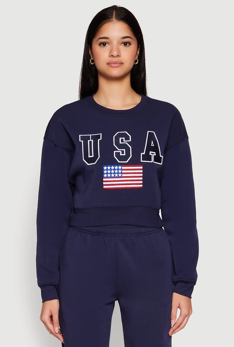 Womens Destination Graphic Sweatshirt, Blue, Size S
