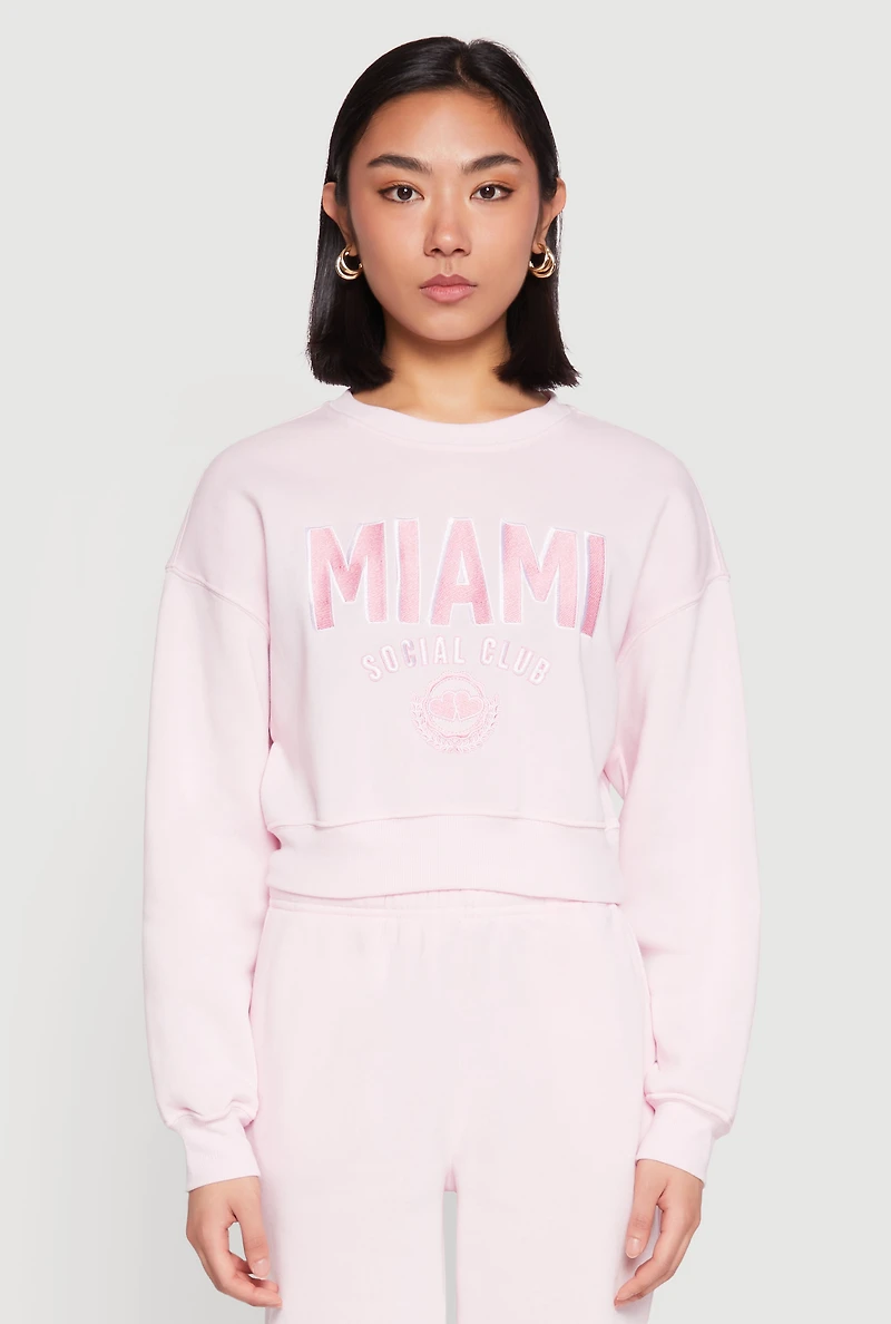 Womens Destination Graphic Sweatshirt, Pink,