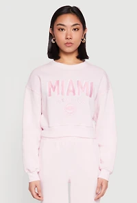 Womens Destination Graphic Sweatshirt, Pink,