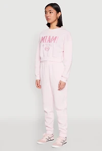 Womens Destination Graphic Sweatshirt, Pink,