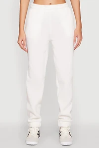 Womens Fold Over Waistband Joggers, White, Size L