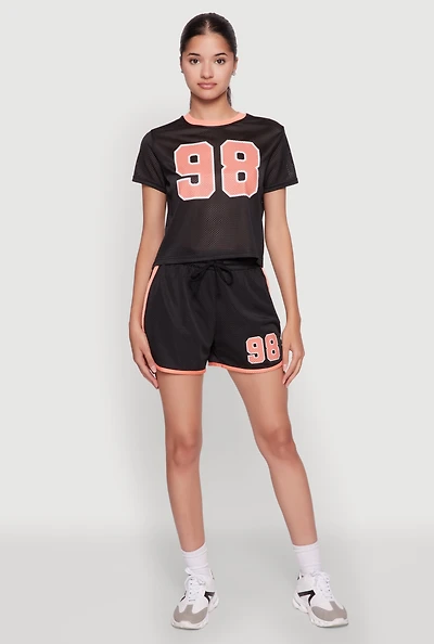 Womens Trendy Jersey Mesh High Waisted Dolphin Shorts,