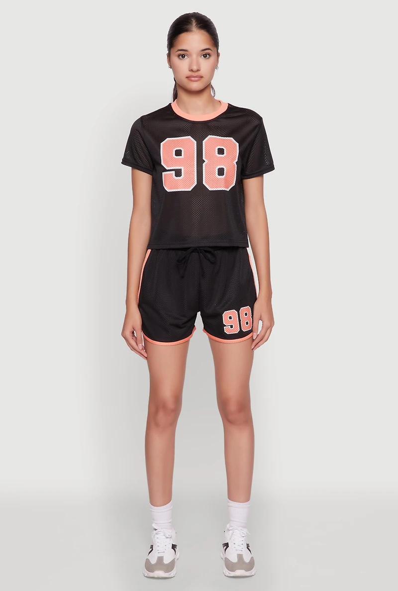 Womens Trendy Jersey Mesh High Waisted Dolphin Shorts,