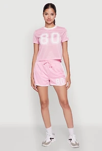 Womens Trendy Jersey Mesh High Waisted Dolphin Shorts, Pink, Size L