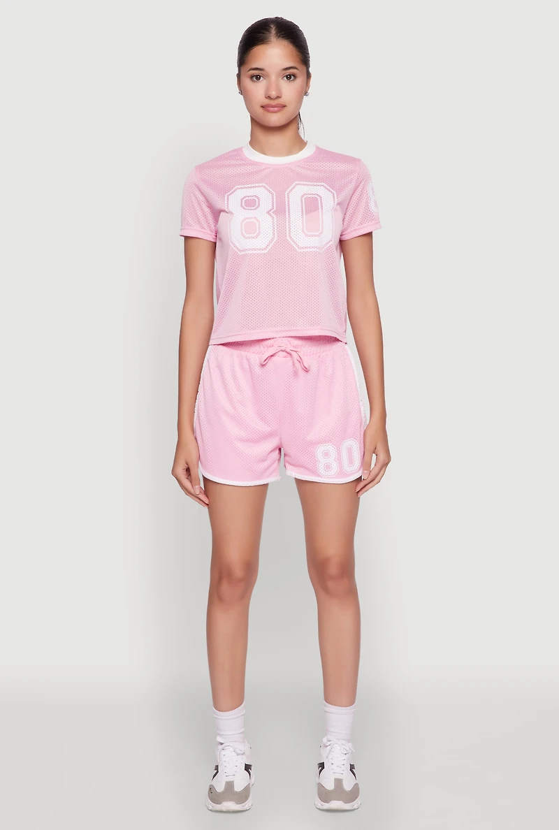 Womens Trendy Jersey Mesh High Waisted Dolphin Shorts, Pink, Size L
