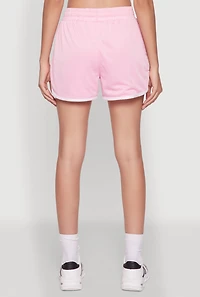 Womens Trendy Jersey Mesh High Waisted Dolphin Shorts, Pink, Size L