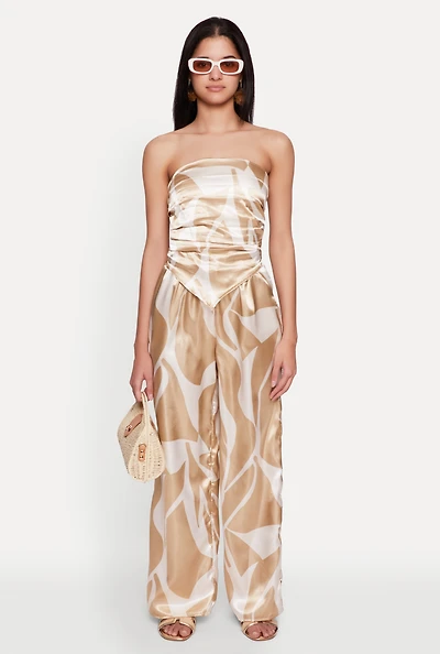 Womens Patterned Satin Palazzo Pants,