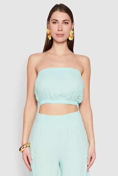 Womens Gauze Knit Tube Top,