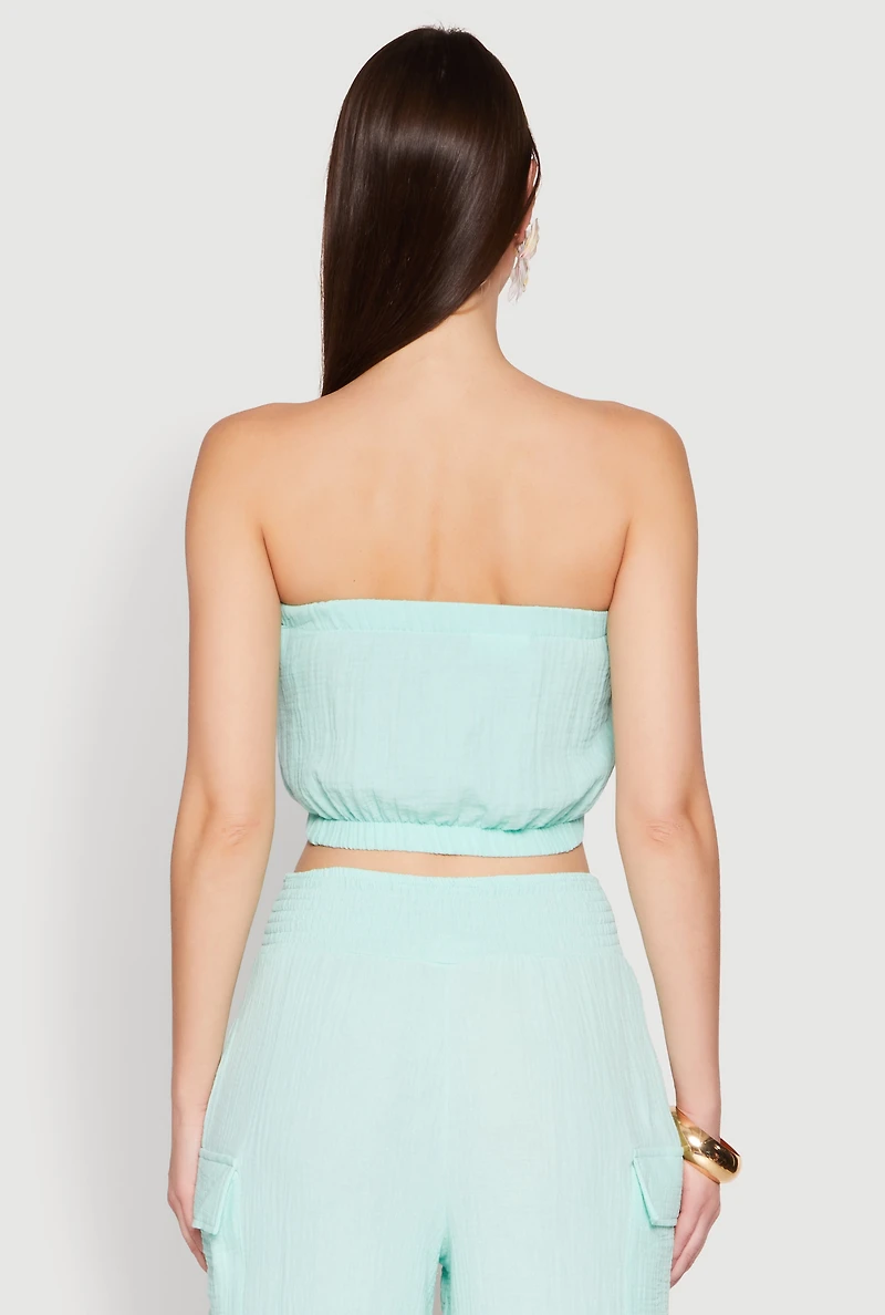 Womens Gauze Knit Tube Top,