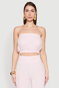 Womens Gauze Knit Tube Top, Pink, Size M