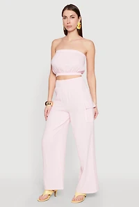 Womens Gauze Knit Tube Top, Pink, Size M