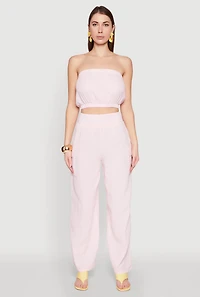 Womens Gauze Knit Tube Top, Pink, Size M