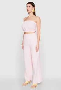 Womens Gauze Knit Tube Top, Pink, Size M