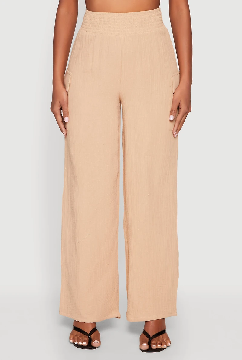 Gauze Knit Cargo Pocket Pants