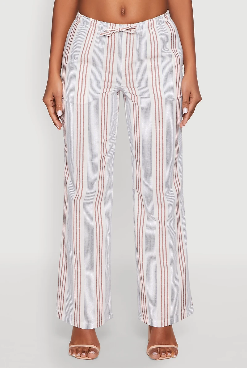 Womens Striped Straight Leg Pants, Multi, Size XL