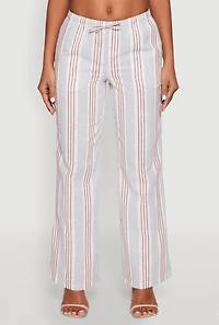Womens Striped Straight Leg Pants, Multi, Size XL