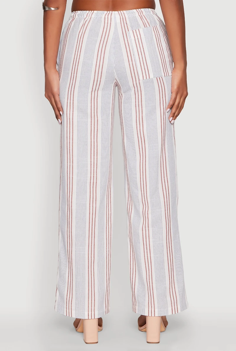 Womens Striped Straight Leg Pants, Multi, Size XL