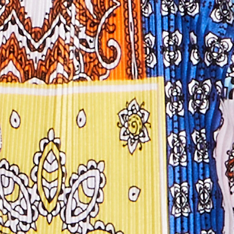 Plisse Printed Pattern Tie Front Shirt