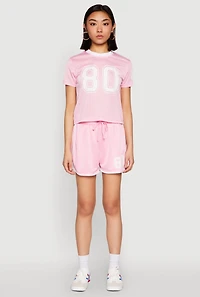 Womens Contrast Trim Graphic Print Mesh Jersey,