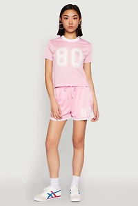 Womens Contrast Trim Graphic Print Mesh Jersey,