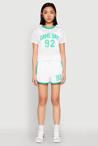 Contrast Trim Jersey Mesh Dolphin Shorts