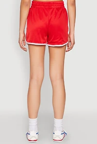 Womens Contrast Trim Jersey Mesh Dolphin Shorts, Red, Size L