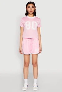 Womens Contrast Trim Jersey Mesh Dolphin Shorts, Pink, Size M