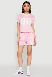 Womens Contrast Trim Jersey Mesh Dolphin Shorts, Pink, Size M
