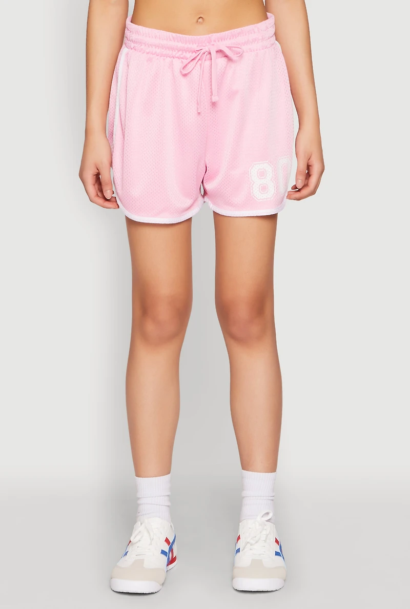 Womens Contrast Trim Jersey Mesh Dolphin Shorts, L