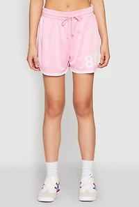 Womens Contrast Trim Jersey Mesh Dolphin Shorts, L