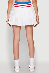 Womens Varsity Stripe Waistband Tennis Skirt, White,