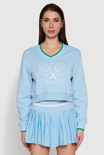 Graphic V Neck Varsity Sweatshirt