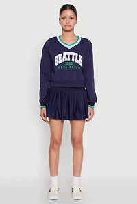 Varsity Striped Waistband Tennis Skirt