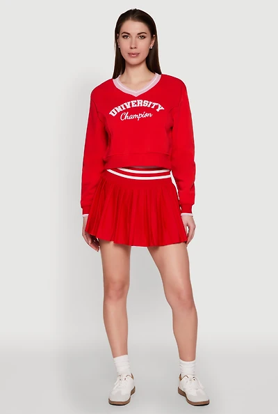 Womens Varsity Striped Waistband Tennis Skirt,