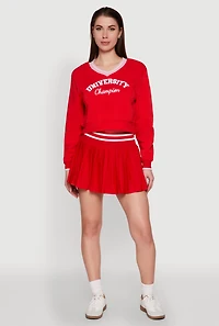 Womens Varsity Striped Waistband Tennis Skirt, M