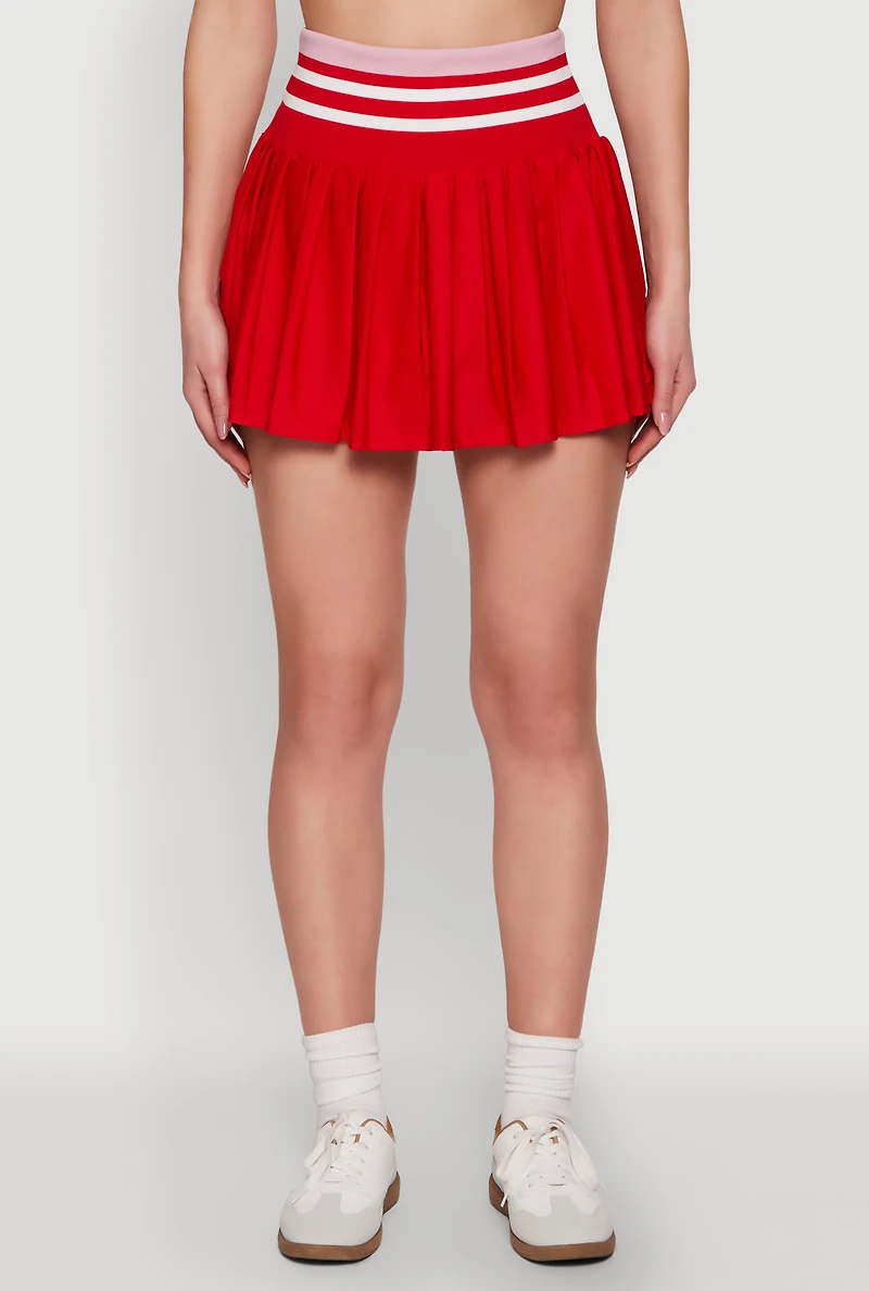 Womens Varsity Striped Waistband Tennis Skirt, M