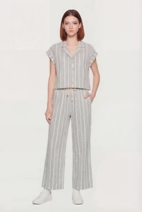 Striped Drawstring Waist Pull On Pants
