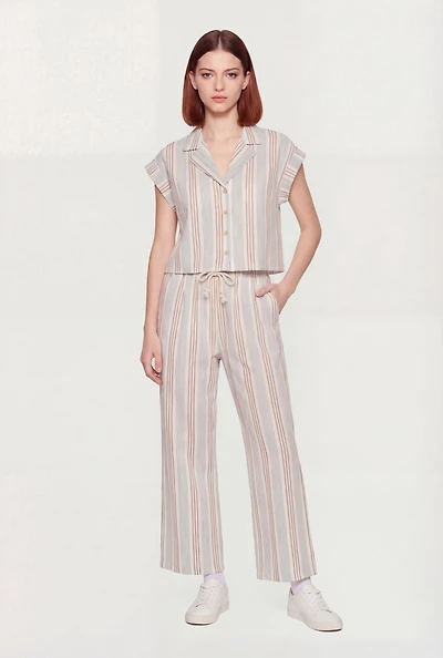 Striped Drawstring Waist Pull On Pants