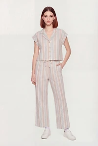 Striped Drawstring Waist Pull On Pants