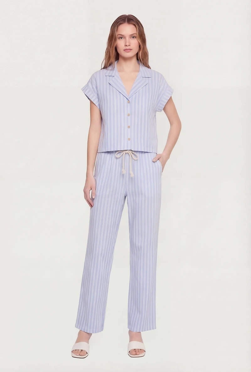 Striped Drawstring Waist Pull On Pants