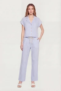 Striped Drawstring Waist Pull On Pants