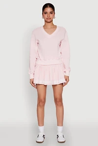 Womens Long Sleeve V Neck Sweatshirt,