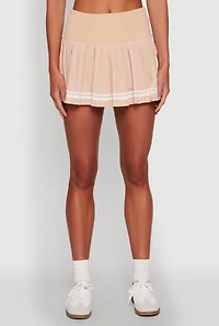 Womens Varsity Stripe High Waisted Pleated Skirt,