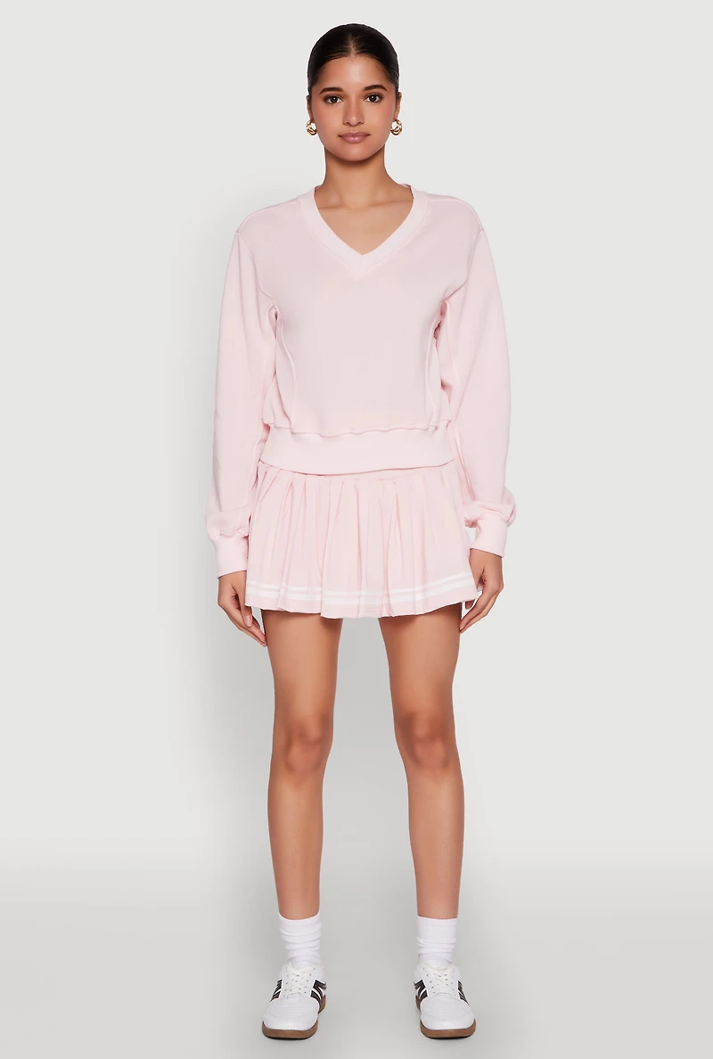 Womens Varsity Stripe High Waisted Pleated Skirt,