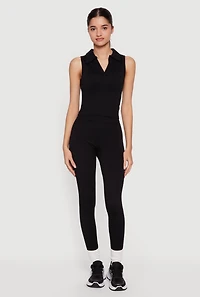 Seamless Sleeveless Johnny Collar Top