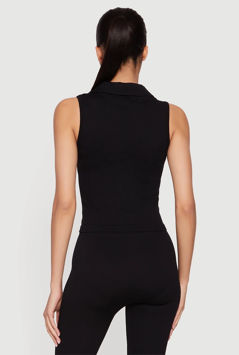 Seamless Sleeveless Johnny Collar Top