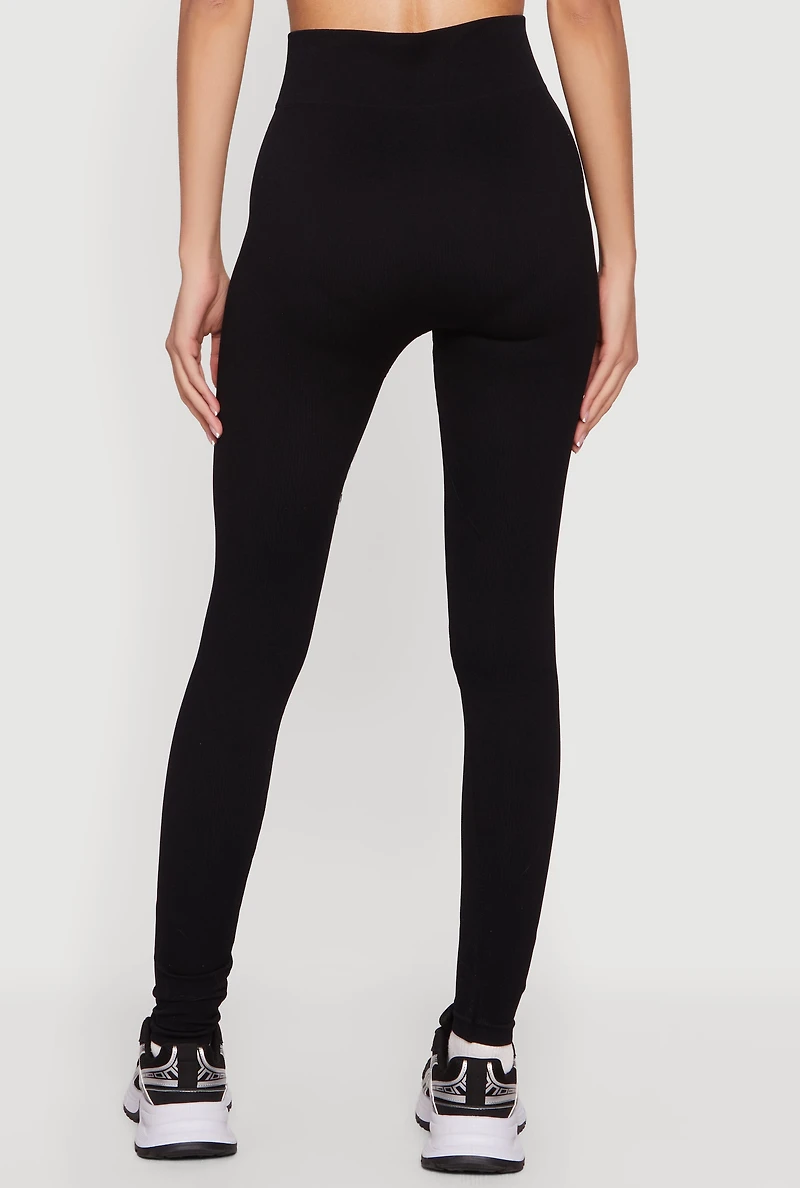High Waisted Seamless Compression Rib Leggings