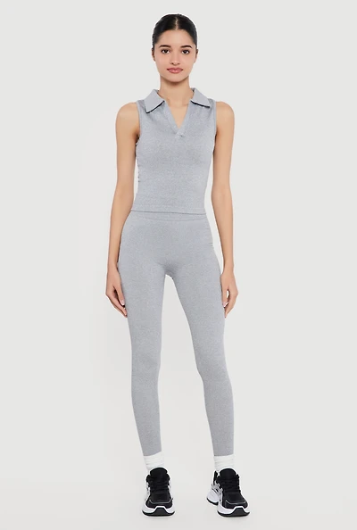 High Waisted Seamless Compression Rib Leggings