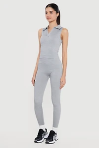 High Waisted Seamless Compression Rib Leggings