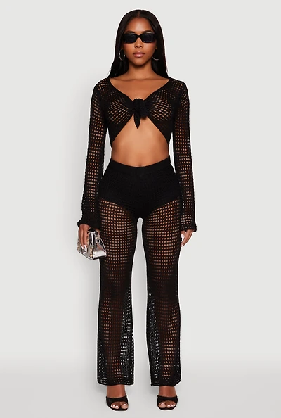 Womens Crochet Straight Leg Pants,